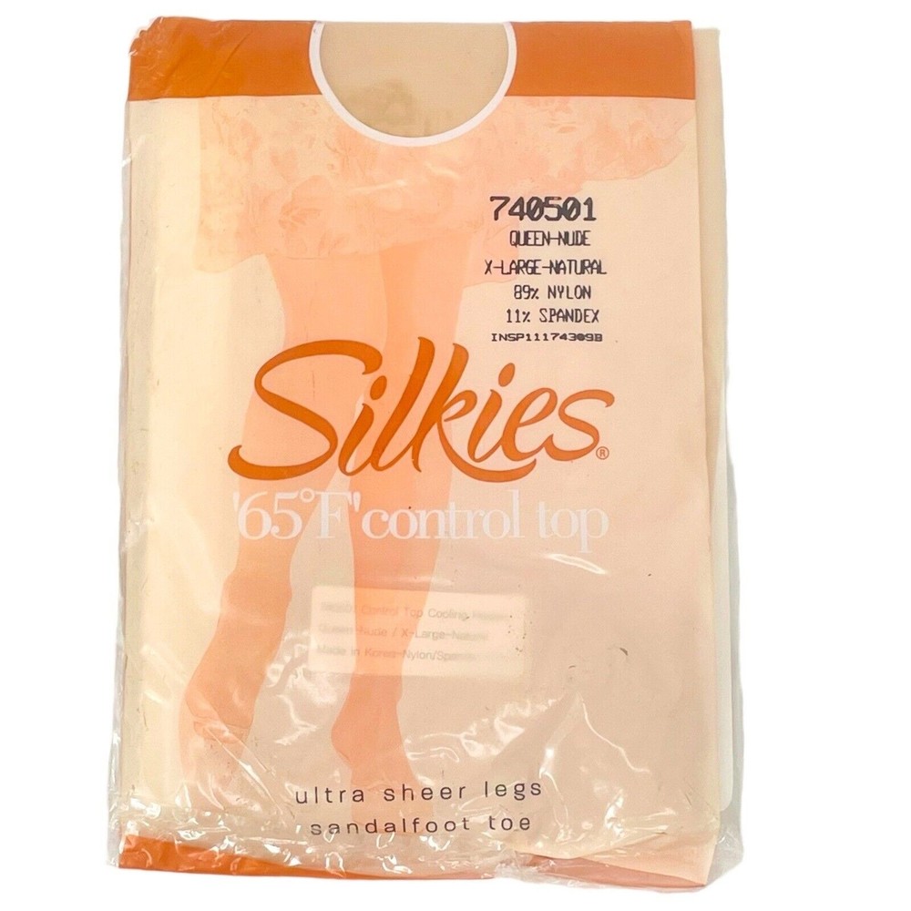 SILKIES NEW 3 PACK Queen/XL Nude 740501 Ultra Sheer 65* Control Top Sandalfoot